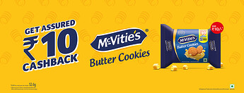 Rs. 10 cashback with mcvities butter cookies