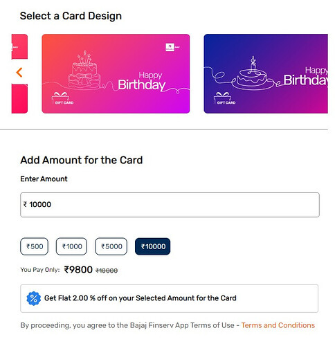 2 Percent Discount on UPI Gift Card