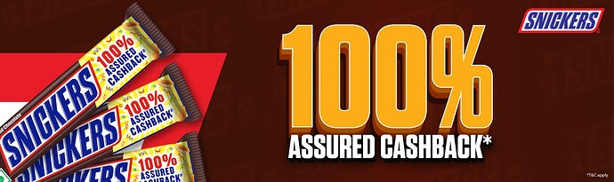 Snickers 100 Cashback Offer