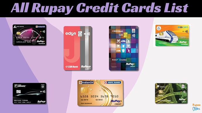 All Rupay Credit Cards List